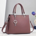 Elegant Morandi pink striped tote bag with silver charm and adjustable strap - Dusky Pink