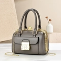 Elegant dark grey handbag with BB metal lock and pearl diamond decoration - 23*14*17CM / Gray