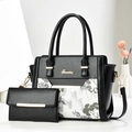 Set borsa a mano di lusso con ricamo in stile cinese e stampa di paesaggi - Nero