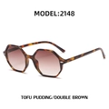 Tortoiseshell hexagonal sunglasses with brown gradient lenses and rice nail detail - Tortoiseshell Frame Brown Lens