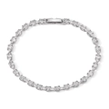 Detail view of Marquise-cut cubic zirconia tennis bracelet with silver fold-over clasp - Silver Marquise Cut Style (BP5130)