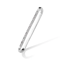 Polsino per orecchie oblungo placcato argento con scintillanti zirconi cubici - Stile Geometrico Rettangolare (HE010) / Argento