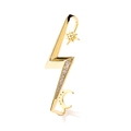 Ear cuff a saetta dorata con dettagli di stelle e lune e zirconi incastonati - Stile Fulmine Stella Luna (HE011) / Oro