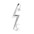 Silver celestial ear cuff with lightning bolt, star and moon cubic zirconia charms - Lightning Star Moon Style (HE011) / Silver