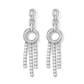 Elegant silver tassel earrings featuring sparkling cubic zirconia and three-chain drop fringe - Chain Buckle Round Tassel - Platinum Plated (EP5502)