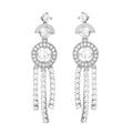 Elegant silver tassel earrings featuring sparkling zircon fringe for a vintage luxury look - Step Halo Tassel - Platinum Plated (EP5504)