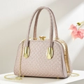 Elegant champagne sequin clutch with diamond lock and geometric pattern for evening gala - Khaki