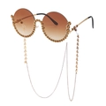 Damen-Rundsonnenbrille mit braunen Verlaufsgläsern und Quastenkette mit Sternen - C4 Doppel Braun (Mit Kette)