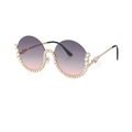 Occhiali da sole rotondi sfumati viola con strass scintillanti e montatura in metallo oro - C2 Grigio Rosa (Senza Catena)