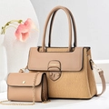 Elegante set di borse in due pezzi con trama a pieghe e borsa a tracolla color cammello - Cachi