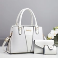 Set da tre pezzi di borse bianche con motivo a coccodrillo e dettagli in metallo dorato - 31x13x22cm / Bianco avorio