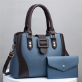 Set borse alla moda con trama a litchi in blu e marrone con tracolla regolabile - Blu