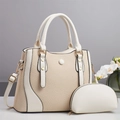 Elegante borsa tote a righe beige con portamonete coordinato e tracolla regolabile - Rosso