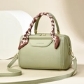 Pale green lychee pattern tote bag with houndstooth silk scarf and gold hardware - Green