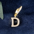 Schicker vergoldeter Buchstabe D Ohrhänger mit funkelndem Zirkonia auf blauem Samt - D Gold