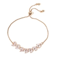 Rose gold adjustable wheat ear bracelet featuring sparkling marquise cut cubic zirconia - Single Row Wheat Ear Style / Rose Gold Plated (BP2177)