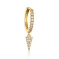Gold plated geometric triangle hoop earrings featuring cubic zirconia inlays - Gold Triangle Full Drill Pendant Earring (EP2780)