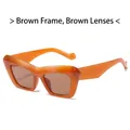 Retro cat eye sunglasses with tea-colored frame and lenses for stylish women - Tea Frame Tea Lens