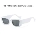 Fashionable rimless metal sunglasses with white frame and dark grey lenses C5 model - White Frame Dark Grey Lens