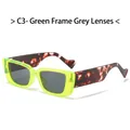Frameless rimless sunglasses with fluorescent green frame and leopard print temples - Green Frame Grey Lens