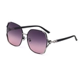 Polarized sunglasses with oversized hexagonal frames, purple gradient lenses and diamond fox head - Grey Pink Gradient (C3)