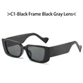 Rectangle black rimless sunglasses with wide temples and grey lenses for men - Black Frame Black Grey Lens