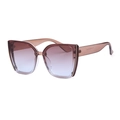 Vintage Übergroße Katzenaugen Sonnenbrille mit braunem Rahmen und Verlaufsgläsern - Rosa Tee Blau Verlauf