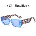 Rectangle rimless sunglasses with blue transparent frames and purple tinted lenses - Blue Frame / Blue Lens