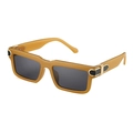 Retro square sunglasses in amber tortoiseshell with gold C-shape metal hinge detail - Jelly Yellow