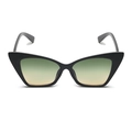 Lunettes de soleil œil de chat noires avec verres dégradés jaune-vert pour femmes - C6 Vert Dégradé