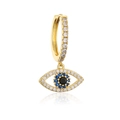 Gold evil eye hoop earrings for women with white, blue, and black cubic zirconia stones - Gold Evil Eye Pendant Earring (EP2776)