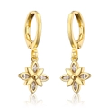 Elegant gold flower drop earrings featuring clear marquise-cut cubic zirconia accents - Gold Flower Pendant Earring (EP5215)