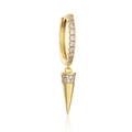 Gold huggie hoop earring featuring a tapered charm with micro-paved white zircons - Gold Conical Full Drill Pendant Earring (EP2783)