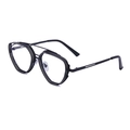 Steampunk irregular sunglasses with black industrial metal mesh frame and double bridge - Black and White Frame