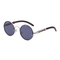Lunettes de soleil rondes vintage verres gris et branches avec relief de guépard - C4 Argent/Gris
