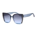 Modische Übergroße Katzenaugen Sonnenbrille mit hellblauem Rahmen und Verlaufslinsen - Blau