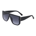 Fashion oversized sunglasses with black matte frame and diamond texture temples - Gradient Grey