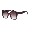 Modische Cat-Eye-Oversized-Sonnenbrille mit weinrotem Rahmen und braunem Farbverlauf - Verlauf Braun