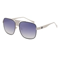 Classic silver square metal aviator sunglasses with blue-purple gradient lenses - C6 Silver Frame Blue Mirror