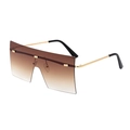 Lunettes de soleil carrées sans monture avec verres dégradés marron et branches dorées - Marron