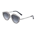 Silver steampunk sunglasses with industrial metal mesh side shields and gradient grey lenses - Silver Frame Double Grey Lenses