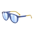 Blue oversized sunglasses with transparent frames and yellow temples for women - C4 Fruit Blue (Blue Frame Yellow Temples)