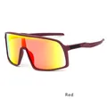 Occhiali sportivi da ciclismo monopezzo con montatura bordeaux e lenti rosso-arancio - Specchio Rosso (C3)