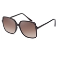 Fashion oversized square sunglasses for women with brown gradient lenses and dark resin frame - Brown (C3)