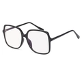Classic oversized square black frame sunglasses with polished finish and clear lenses - Clear White (C5)