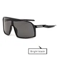 Polarisierte Ski-Sportsonnenbrille in glänzendem Schwarz mit großer einteiliger Scheibe - Glänzend Schwarz