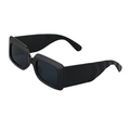 Lunettes de soleil rectangulaires noires chic avec monture épaisse et branches larges - Noir