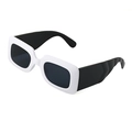 Lunettes de soleil rectangulaires avec monture blanche et branches noires - Blanc