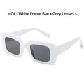 Fashionable white thick frame sunglasses with deep grey lenses and silver rivets for women - White Frame Black Gray Lens (C4)