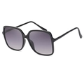 Chic oversized square sunglasses with black resin frame and gradient purple-grey lenses - Double Grey (C2)